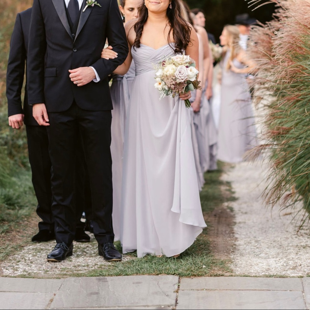 Amsale Strapless Sarabeth Bridesmaid Gown Dove Grey - Sz 4 Excellent Condition